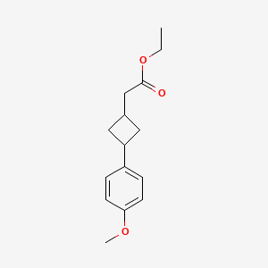 molecular formula C15H20O3 B13057643 Ethyl 2-(3-(4-methoxyphenyl)cyclobutyl)acetate 
