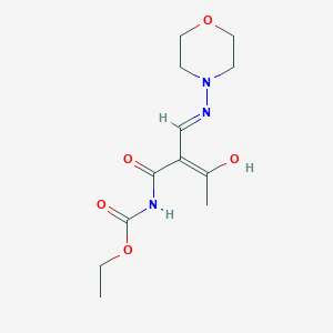 molecular formula C12H19N3O5 B13057765 ethyl N-[2-acetyl-3-(morpholinoamino)acryloyl]carbamate 
