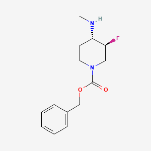 molecular formula C14H19FN2O2 B13057786 Benzyltrans-3-fluoro-4-(methylamino)piperidine-1-carboxylate 