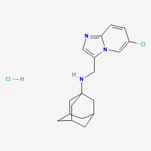 molecular formula C18H23Cl2N3 B13057960 N-[(6-chloroimidazo[1,2-a]pyridin-3-yl)methyl]adamantan-1-amine;hydrochloride 