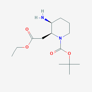molecular formula C14H26N2O4 B13058042 tert-Butyl(2S,3S)-3-amino-2-(2-ethoxy-2-oxoethyl)piperidine-1-carboxylate 