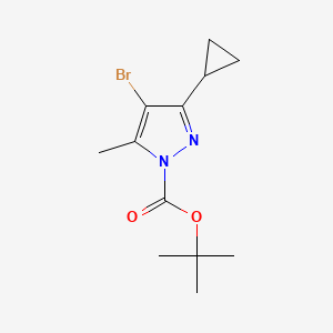 molecular formula C12H17BrN2O2 B13058560 Tert-butyl 4-bromo-3-cyclopropyl-5-methyl-1H-pyrazole-1-carboxylate 