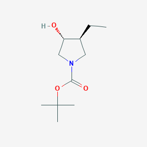 molecular formula C11H21NO3 B13058741 tert-Butyltrans-3-ethyl-4-hydroxy-pyrrolidine-1-carboxylate 