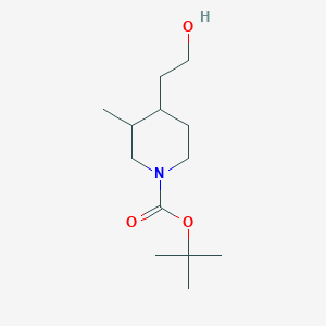 molecular formula C13H25NO3 B13058791 tert-Butyl 4-(2-hydroxyethyl)-3-methylpiperidine-1-carboxylate 
