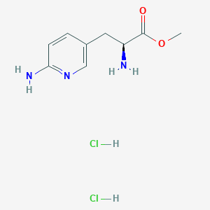 molecular formula C9H15Cl2N3O2 B13058801 Methyl (S)-2-amino-3-(6-aminopyridin-3-YL)propanoate 2hcl 