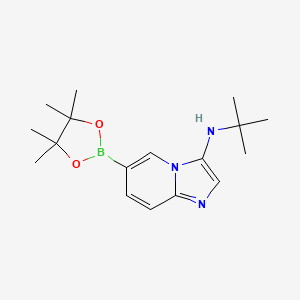 molecular formula C17H26BN3O2 B13058822 N-(Tert-butyl)-6-(4,4,5,5-tetramethyl-1,3,2-dioxaborolan-2-YL)imidazo[1,2-A]pyridin-3-amine 