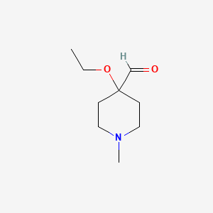 molecular formula C9H17NO2 B13059123 4-Ethoxy-1-methylpiperidine-4-carbaldehyde 