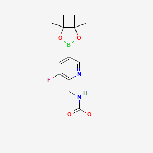 molecular formula C17H26BFN2O4 B13059360 tert-Butyl N-{[3-fluoro-5-(4,4,5,5-tetramethyl-1,3,2-dioxaborolan-2-yl)pyridin-2-yl]methyl}carbamate 