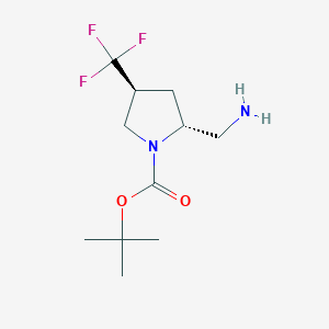 molecular formula C11H19F3N2O2 B13059434 tert-Butyl (2R,4S)-2-(aminomethyl)-4-(trifluoromethyl)pyrrolidine-1-carboxylate 