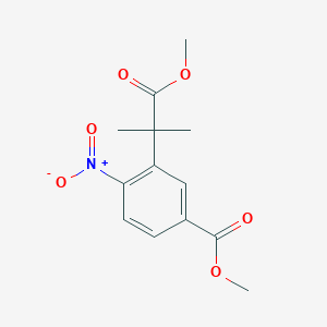 molecular formula C13H15NO6 B13059442 Methyl 3-(2-(methoxycarbonyl)propan-2-yl)-4-nitrobenzoate 