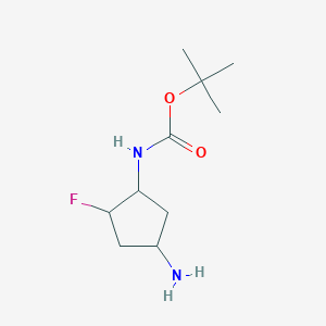 molecular formula C10H19FN2O2 B13059521 tert-Butyl N-(4-amino-2-fluorocyclopentyl)carbamate 