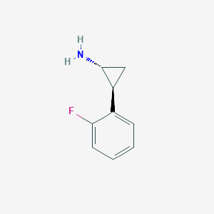 molecular formula C9H10FN B13059591 Trans-2-(2-fluorophenyl)cyclopropan-1-amine 
