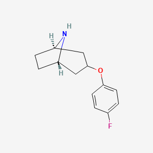 molecular formula C13H16FNO B13059612 cis-3-(4-Fluoro-phenoxy)-8-aza-bicyclo[3.2.1]octane 