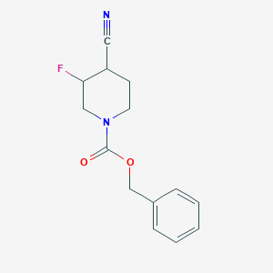 molecular formula C14H15FN2O2 B13059763 Benzyl 4-cyano-3-fluoropiperidine-1-carboxylate 