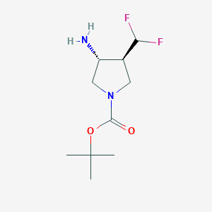 molecular formula C10H18F2N2O2 B13059776 tert-Butyl (3R,4S)-3-amino-4-(difluoromethyl)pyrrolidine-1-carboxylate 