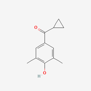 molecular formula C12H14O2 B13059788 4-Cyclopropanecarbonyl-2,6-dimethylphenol 