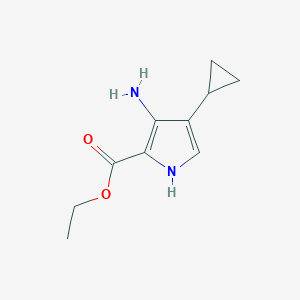 molecular formula C10H14N2O2 B13059884 ethyl 3-amino-4-cyclopropyl-1H-pyrrole-2-carboxylate 