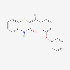 molecular formula C21H15NO2S B13059909 2-[(3-phenoxyphenyl)methylidene]-3,4-dihydro-2H-1,4-benzothiazin-3-one 