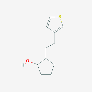 molecular formula C11H16OS B13059912 2-[2-(Thiophen-3-yl)ethyl]cyclopentan-1-ol 