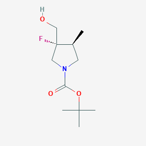 molecular formula C11H20FNO3 B13060155 tert-Butyl(3R,4S)-3-fluoro-3-(hydroxymethyl)-4-methylpyrrolidine-1-carboxylate 