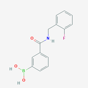 molecular formula C14H13BFNO3 B13060226 Boronic acid, b-[3-[[[(2-fluorophenyl)methyl]amino]carbonyl]phenyl]- 
