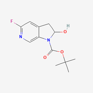 molecular formula C12H15FN2O3 B13060230 tert-butyl 5-fluoro-2-hydroxy-2,3-dihydro-1H-pyrrolo[2,3-c]pyridine-1-carboxylate CAS No. 1841080-35-0