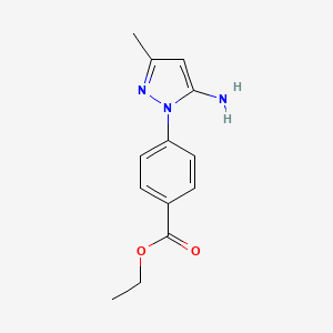 molecular formula C13H15N3O2 B13060398 ethyl 4-(5-amino-3-methyl-1H-pyrazol-1-yl)benzoate 