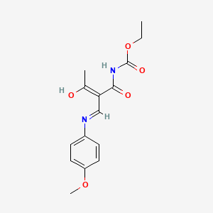 molecular formula C15H18N2O5 B13060428 ethyl N-[(Z)-2-acetyl-3-(4-methoxyanilino)-2-propenoyl]carbamate 