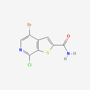 molecular formula C8H4BrClN2OS B13060443 4-Bromo-7-chlorothieno[2,3-c]pyridine-2-carboxamide 