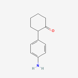 molecular formula C12H15NO B13060496 2-(4-Aminophenyl)cyclohexan-1-one 