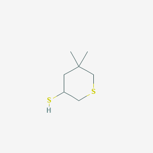 molecular formula C7H14S2 B13060510 5,5-Dimethylthiane-3-thiol 