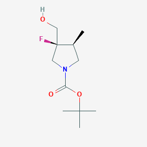 molecular formula C11H20FNO3 B13060521 tert-Butyl(3S,4S)-3-fluoro-3-(hydroxymethyl)-4-methylpyrrolidine-1-carboxylate 