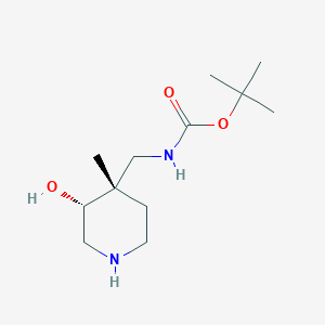 molecular formula C12H24N2O3 B13060616 tert-butyl N-[[(3R,4S)-3-hydroxy-4-methylpiperidin-4-yl]methyl]carbamate 