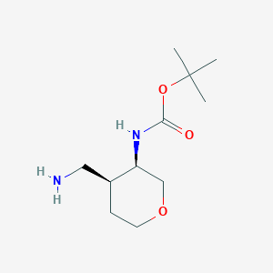 molecular formula C11H22N2O3 B13060727 tert-ButylN-[cis-4-(aminomethyl)oxan-3-yl]carbamate 