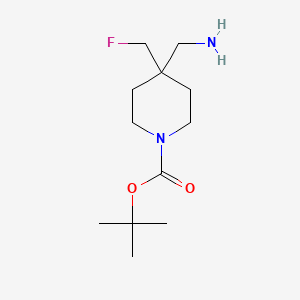 molecular formula C12H23FN2O2 B13060818 tert-Butyl 4-(aminomethyl)-4-(fluoromethyl)piperidine-1-carboxylate 