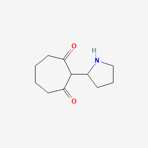 molecular formula C11H17NO2 B13060828 2-(Pyrrolidin-2-yl)cycloheptane-1,3-dione 