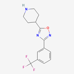 molecular formula C14H14F3N3O B1306085 4-{3-[3-(Trifluoromethyl)phenyl]-1,2,4-oxadiazol-5-yl}piperidine CAS No. 808764-45-6