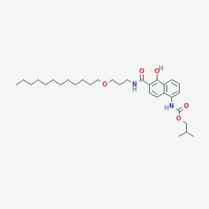 molecular formula C31H48N2O5 B013061 1-hydroxy-5-(2-methylpropyloxycarbonylamino)-N-(3-dodecyloxypropyl)-2-naphthoamide CAS No. 110560-22-0
