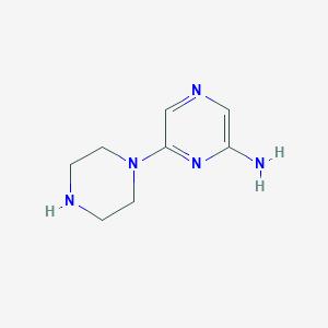 molecular formula C8H13N5 B13061032 6-(Piperazin-1-yl)pyrazin-2-amine 