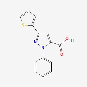 molecular formula C14H10N2O2S B1306111 2-Phenyl-5-thiophen-2-yl-2H-pyrazole-3-carboxylic acid CAS No. 618382-77-7