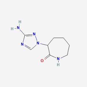 molecular formula C8H13N5O B13061111 3-(3-Amino-1H-1,2,4-triazol-1-YL)azepan-2-one 