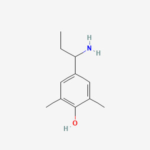 molecular formula C11H17NO B13061147 4-(1-Aminopropyl)-2,6-dimethylphenol 