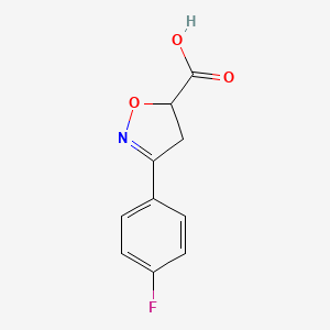 molecular formula C10H8FNO3 B1306120 3-(4-Fluorophenyl)-4,5-dihydro-1,2-oxazole-5-carboxylic acid CAS No. 522615-28-7