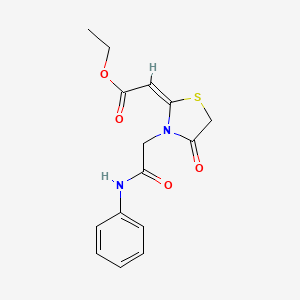 molecular formula C15H16N2O4S B13061234 Ethyl 2-{4-oxo-3-[(phenylcarbamoyl)methyl]-1,3-thiazolidin-2-ylidene}acetate 