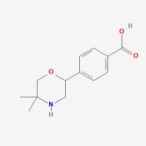 molecular formula C13H17NO3 B13061291 4-(5,5-Dimethylmorpholin-2-yl)benzoic acid 