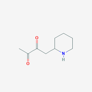 molecular formula C9H15NO2 B13061316 1-(Piperidin-2-yl)butane-2,3-dione 