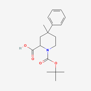 molecular formula C18H25NO4 B13061372 1-[(tert-Butoxy)carbonyl]-4-methyl-4-phenylpiperidine-2-carboxylic acid 