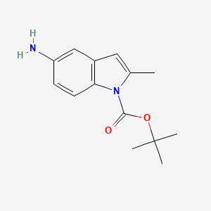 molecular formula C14H18N2O2 B13061473 tert-Butyl 5-amino-2-methyl-1H-indole-1-carboxylate 