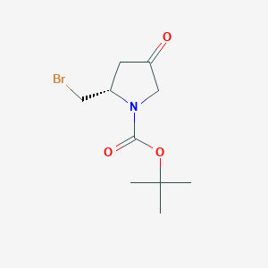 molecular formula C10H16BrNO3 B13061499 tert-Butyl (2S)-2-(bromomethyl)-4-oxopyrrolidine-1-carboxylate 