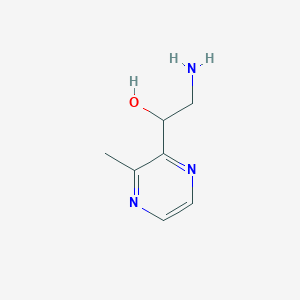 molecular formula C7H11N3O B13061544 2-Amino-1-(3-methylpyrazin-2-yl)ethan-1-ol 